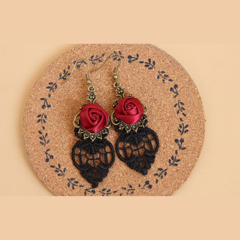 Women Rose Flower Hair Clip Flamenco Accessories,Embroidered Sequins Fabric Hand - Picture 4 of 7